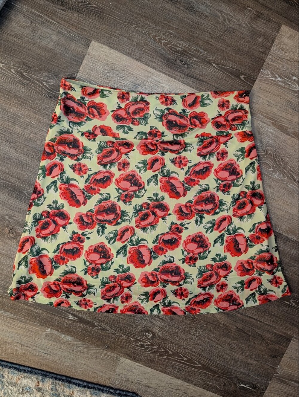 Vintage Floral Red Poppy Print A-Line Skirt